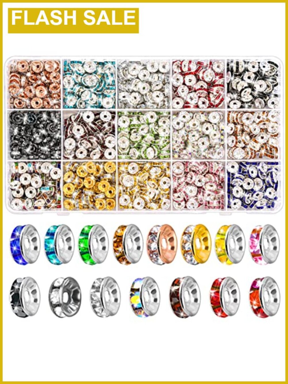 Rondelle Spacer Beads for Jewelry Making, 8mm Crystal Rhinestone, 900 Pieces,